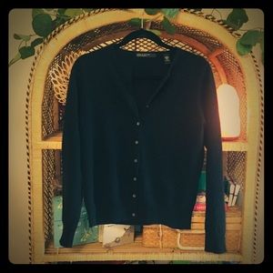 Lord and Taylor black cashmere cardigan .